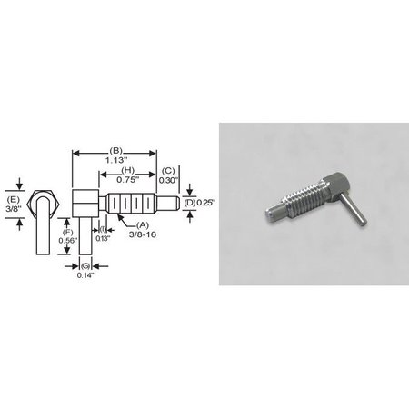 S & W MANUFACTURING L-Handle Lock, Nose P, 3/8-16", .75" LLS-2